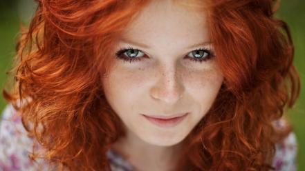 Faces freckles green eyes outdoors redheads wallpaper