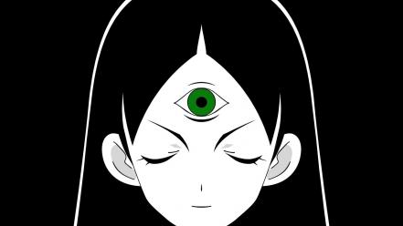 Girls third eye faces black kitsu chiri wallpaper