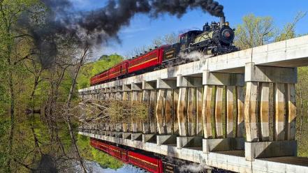 Nature trains bridges wallpaper