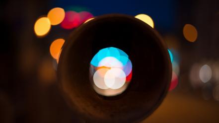 Night lights bokeh pipes wallpaper