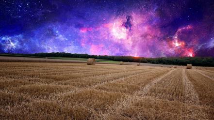 Outer space fields gothic photo manipulation wallpaper
