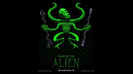 Zodiac artwork characters aliens black background sceptres wallpaper