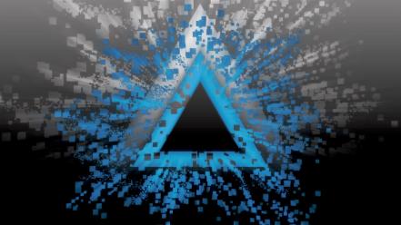 Abstract blue black white burst pixelated triangles wallpaper