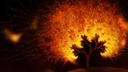 Abstract flames trees fractals sparks artwork wallpaper