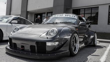 Black white cars tuning porche wallpaper