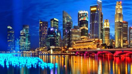 Cityscapes night buildings singapore wallpaper