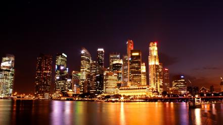 Cityscapes singapore aurora skyline wallpaper