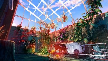 Concept art artwork pipes greenhouse interior spaces wallpaper