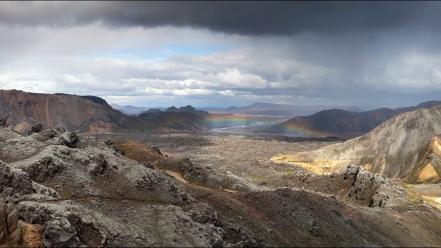 Mountains clouds landscapes nature rain valleys iceland wallpaper