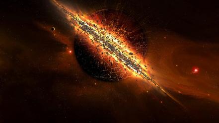 Outer space stars planets digital art explosion wallpaper