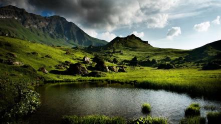 Alps france french clouds grass wallpaper