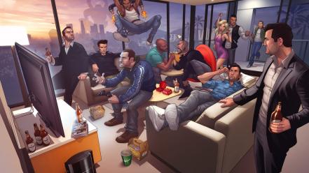 Grand theft auto artwork characters character illustration wallpaper