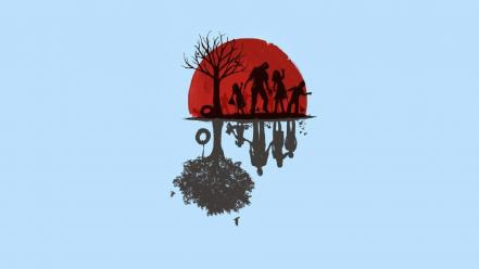 Artwork blue background simple zombies wallpaper