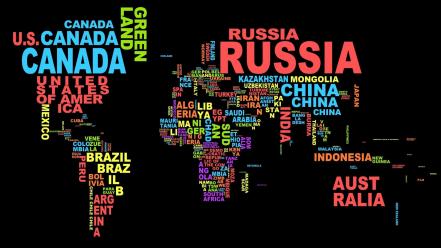Black background countries typography wallpaper