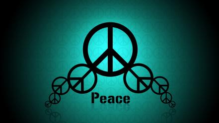 Blue minimalistic peace hippie sign wallpaper