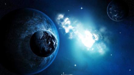Blue outer space stars planets deviantart escape cosmo wallpaper