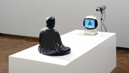 Buddha nam june paik tv artwork cameras wallpaper