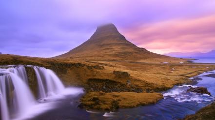 Iceland kirkjafellsfoss national geographic clouds landscapes wallpaper