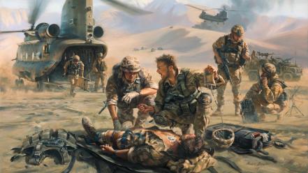 Iraq us rescue artwork ch-47 chinook wounds wallpaper