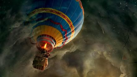 Movies fantasy art air balloons oz powerful upscaled wallpaper