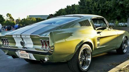 Mustang wheels fastback green american fast auto wallpaper