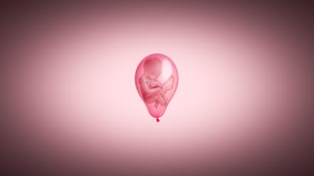 Pregnant minimalistic baby artwork foetus balloons pink background wallpaper