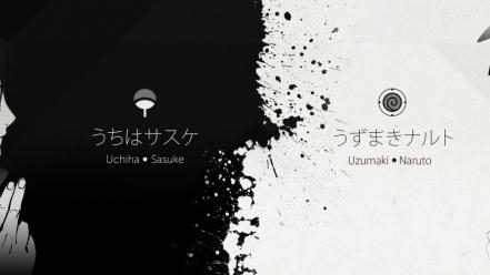 Text uchiha sasuke naruto: shippuden grayscale wallpaper