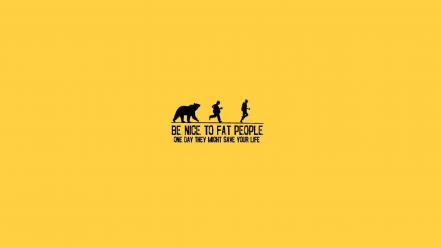 Yellow fat funny people running bears life background wallpaper