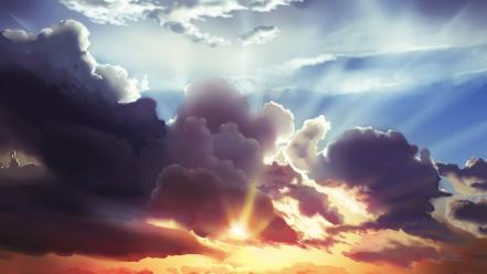 Abstract clouds rays sky wallpaper