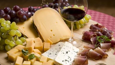 Cheese bacon grapes wine wallpaper