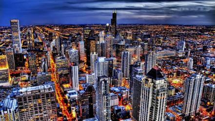 Chicago city lights cityscapes skyline skyscrapers wallpaper