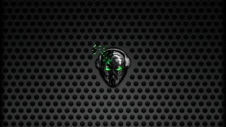 Circles green eyes destroyed alienware dots alien wallpaper