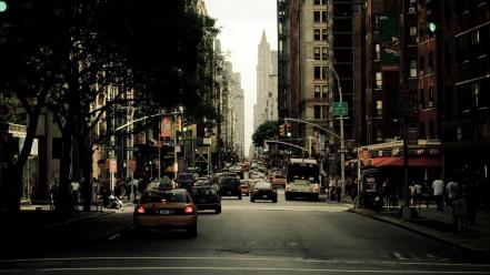 Cityscapes streets cars urban new york city wallpaper