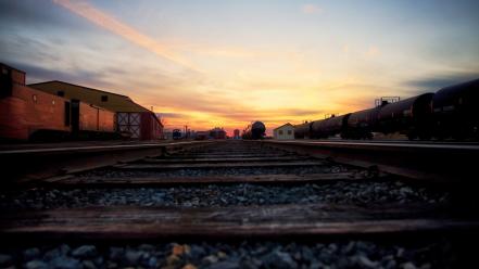 Clouds dawn railroads railroad tracks railways wallpaper