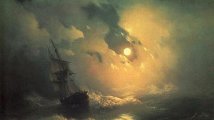 Landscapes night artwork ivan aivazovsky russian sea wallpaper