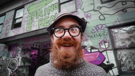 Men glasses graffiti beard smiling hats wallpaper