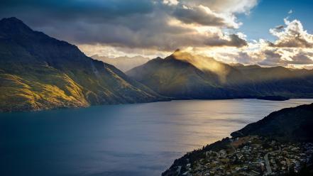 Mountains clouds landscapes nature lakes trey ratcliff queenstown wallpaper