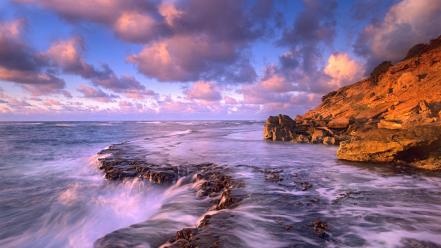 Seascape clouds landscapes nature rocks wallpaper