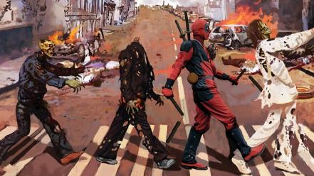 Zombies deadpool wade wilson artwork marvel wallpaper