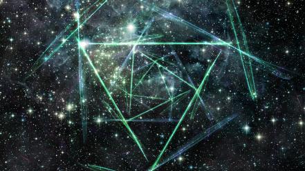 Abstract outer space stars nebulae triangles wallpaper