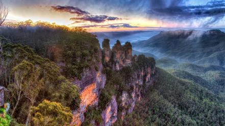 Australia hdr photography three sisters blue cliffs wallpaper
