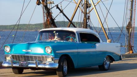 Chevrolet bel air front angle view vintage car wallpaper