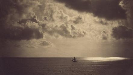 Gustave le gray boats clouds monochrome old photography wallpaper