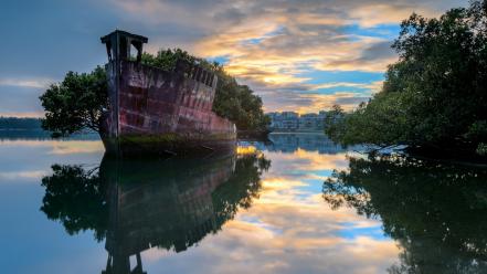 Landscapes nature rivers shipwreck wallpaper