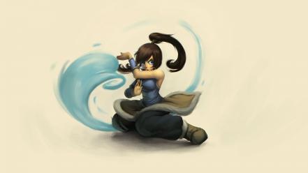 Legend of korra waterbender fighting stance ponytails wallpaper