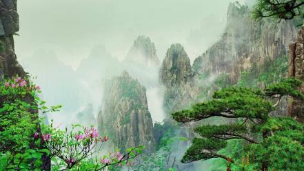 Mountains landscapes china fog bing wallpaper