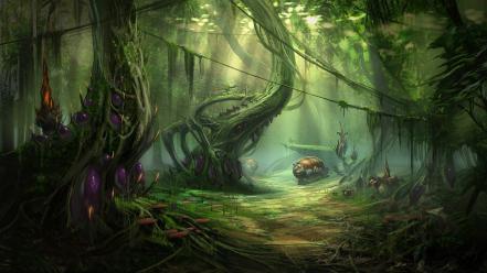 Nature jungle forests planets fantasy art alien landscapes wallpaper