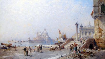 Paintings cityscapes venice italy artwork franz richard unterberger wallpaper