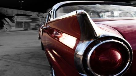 Red back cars classic selective coloring taillights wallpaper