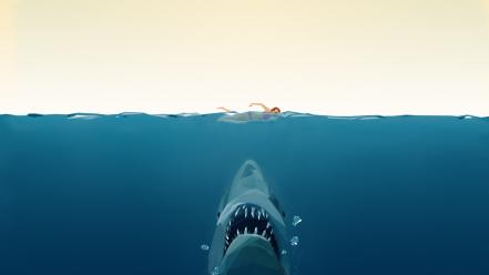 Steven spielberg digital art jaws minimalistic movie posters wallpaper